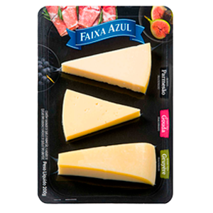 Trio Queijo Faixa Azul Parmesão/Gouda/Gruyère 200G